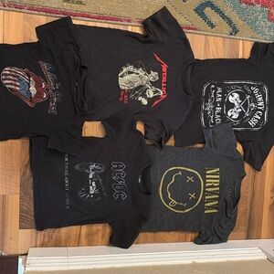 5 kids band t shirts concert tee black